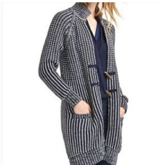 GAP | collar toggle close navy heavy knit long cardigan - Picture 11 of 11